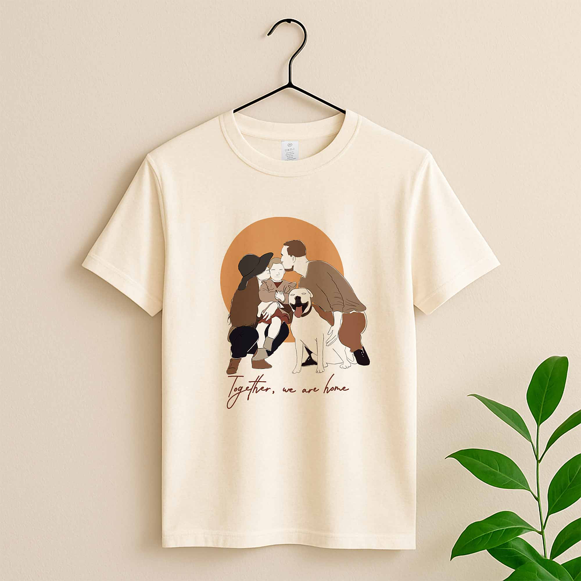 Personalized Photo to Doodle Family Portrait Unisex Crewneck T-shirt S-5XL Hand-Drawn Style Gift for Father, Mother's Day 1