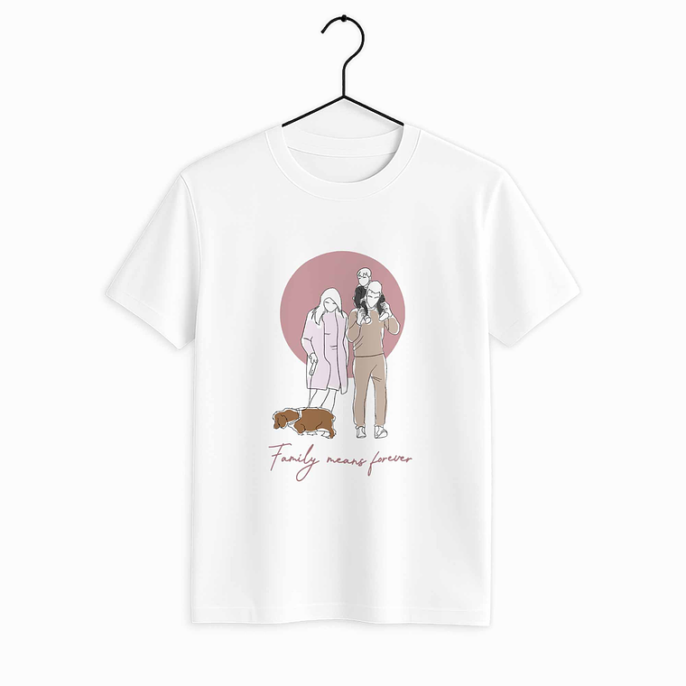 Personalized Photo to Doodle Family Portrait Unisex Crewneck T-shirt S-5XL Hand-Drawn Style Gift for Father, Mother's Day 2