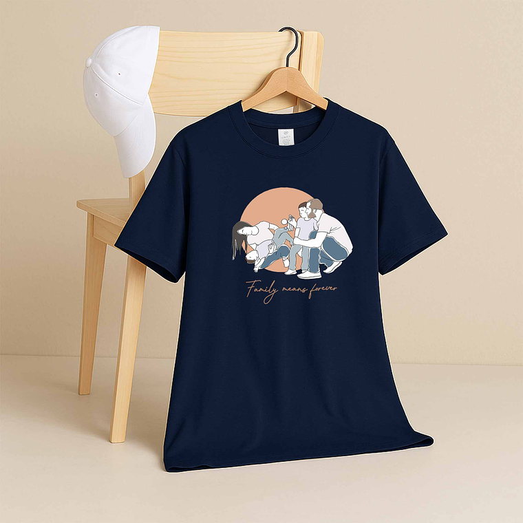 Personalized Photo to Doodle Family Portrait Unisex Crewneck T-shirt S-5XL Hand-Drawn Style Gift for Father, Mother's Day 5