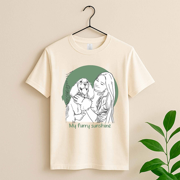 Personalized Photo to Line Art Pet Picture Unisex Crewneck T-shirt S-5XL Minimalist Style Custom Pet Gift 4