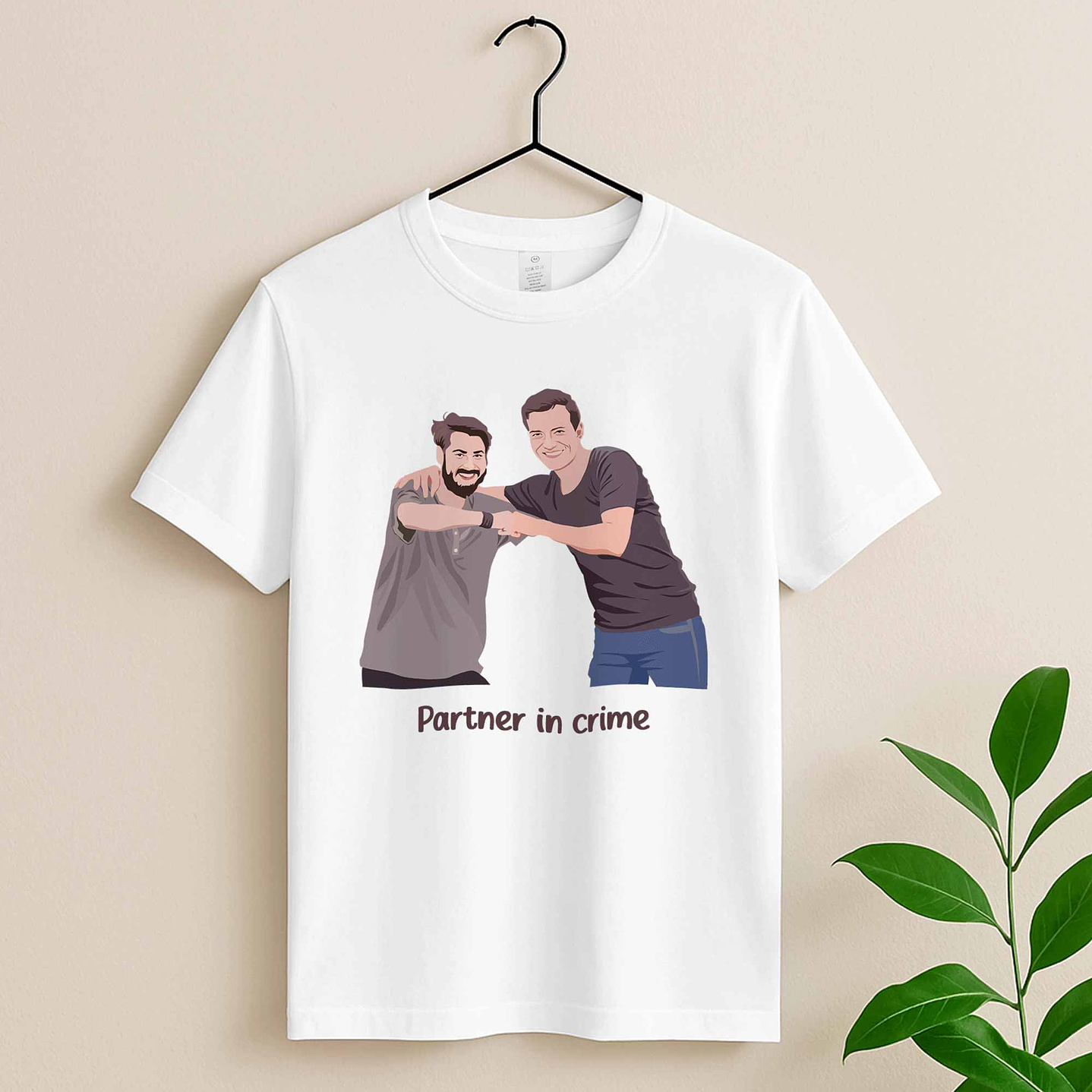 Custom Transform Photo into Art Best Friend Portrait Unisex Crewneck T-shirt S-5XL Digital Art Style Thoughtful Friendship Gift 3