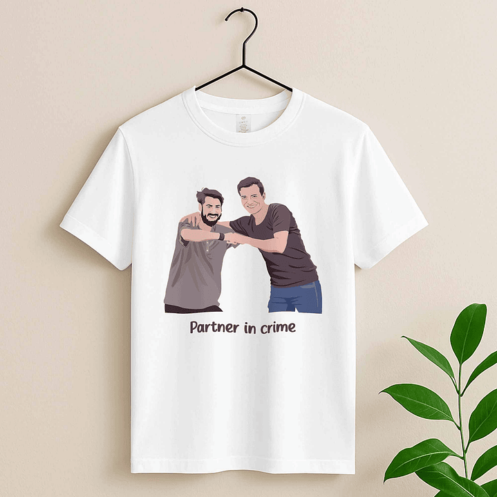 Custom Transform Photo into Art Best Friend Portrait Unisex Crewneck T-shirt S-5XL Digital Art Style Thoughtful Friendship Gift 3