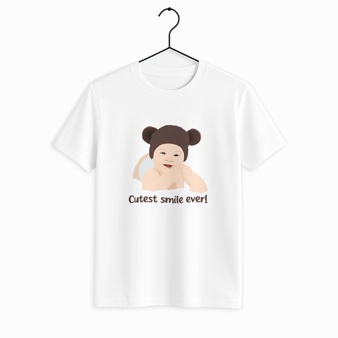 Custom Photo to Illustration Baby Portrait Unisex Crewneck T-shirt S-5XL Digital Art Style Newborn Keepsake 1