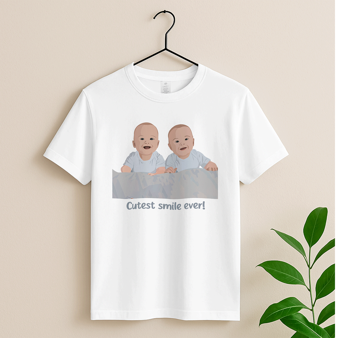 Custom Photo to Illustration Baby Portrait Unisex Crewneck T-shirt S-5XL Digital Art Style Newborn Keepsake 3
