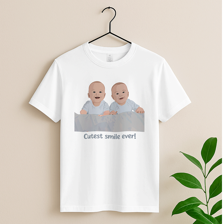 Custom Photo to Illustration Baby Portrait Unisex Crewneck T-shirt S-5XL Digital Art Style Newborn Keepsake 3