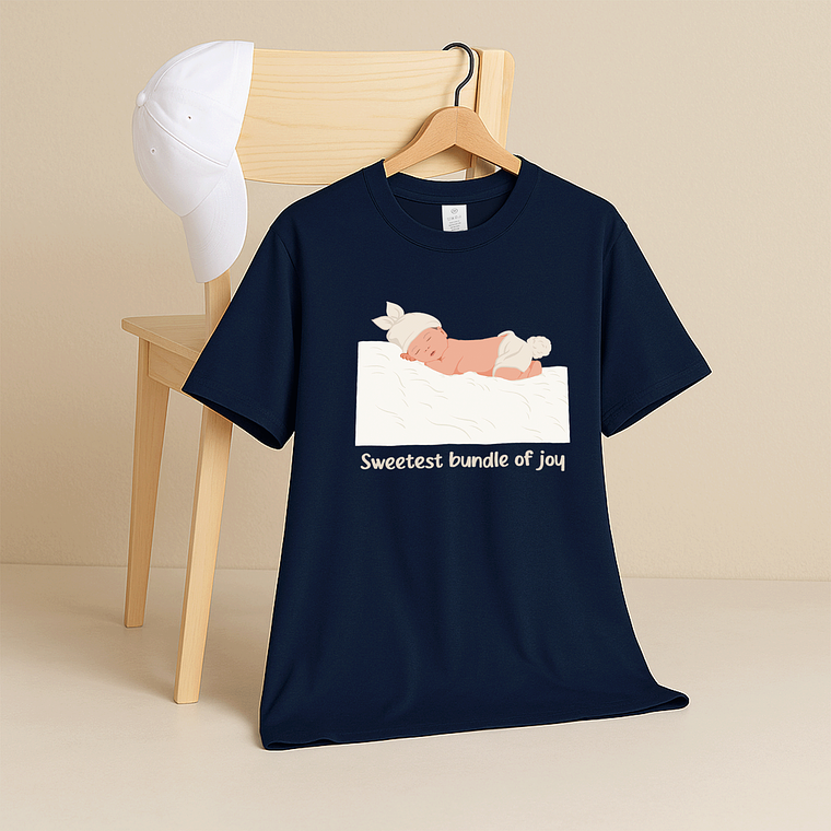 Custom Photo to Illustration Baby Portrait Unisex Crewneck T-shirt S-5XL Digital Art Style Newborn Keepsake 5