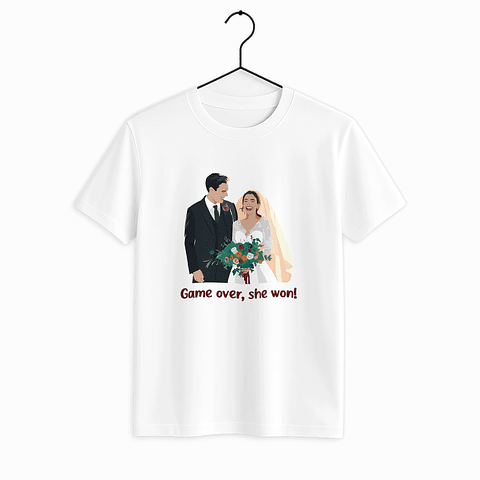 Personalized Illustration from Photo Wedding Portrait Unisex Crewneck T-shirt S-5XL Digital Art Style Unique Gift for Newlyweds and Wedding Anniversary