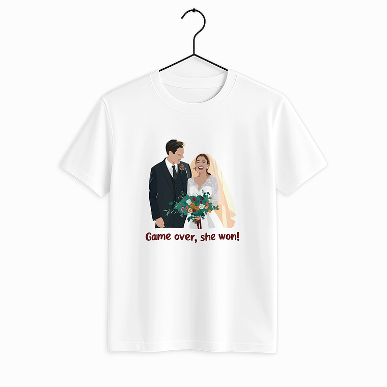 Personalized Illustration from Photo Wedding Portrait Unisex Crewneck T-shirt S-5XL Digital Art Style Unique Gift for Newlyweds and Wedding Anniversary 1