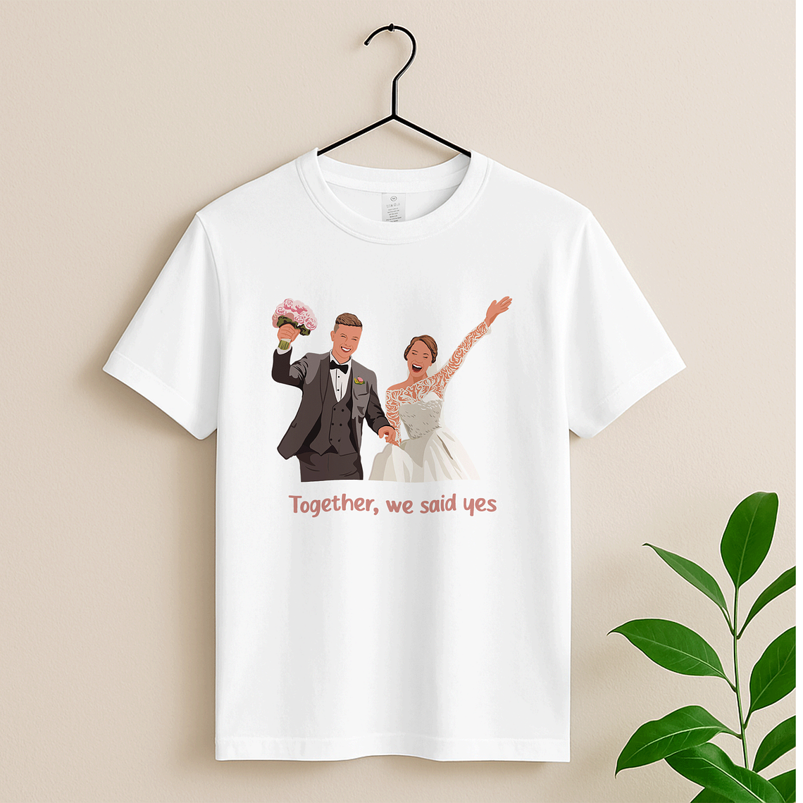 Personalized Illustration from Photo Wedding Portrait Unisex Crewneck T-shirt S-5XL Digital Art Style Unique Gift for Newlyweds and Wedding Anniversary 3