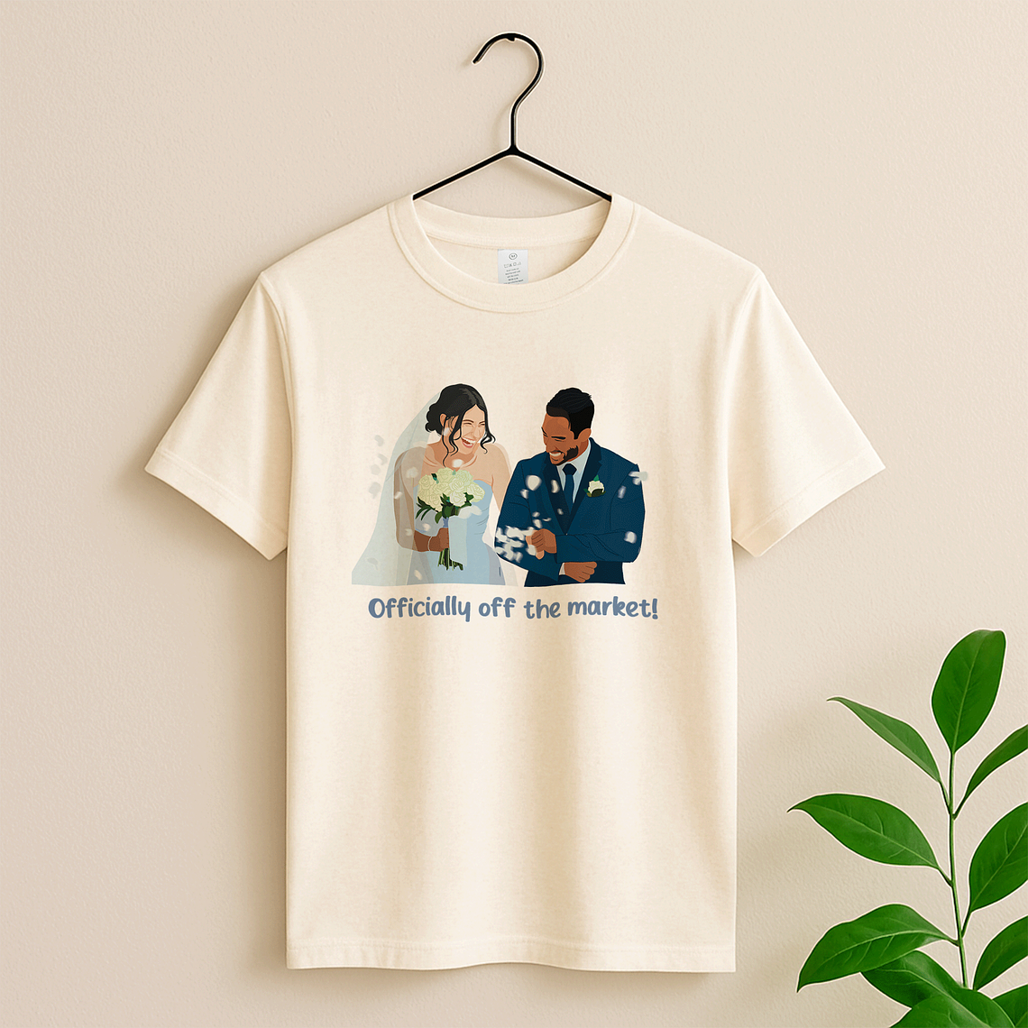 Personalized Illustration from Photo Wedding Portrait Unisex Crewneck T-shirt S-5XL Digital Art Style Unique Gift for Newlyweds and Wedding Anniversary 4