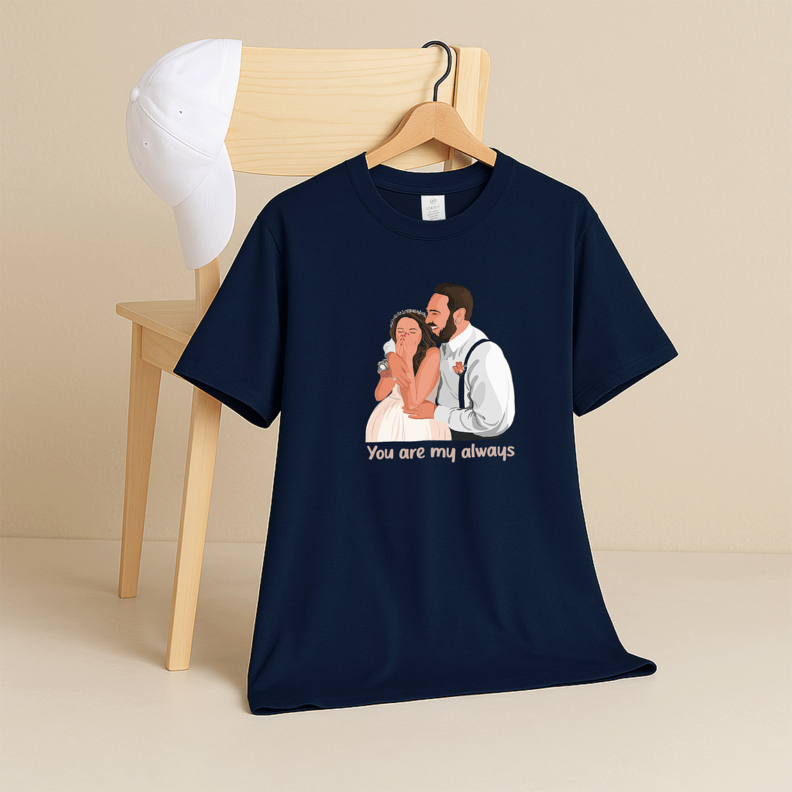 Personalized Illustration from Photo Wedding Portrait Unisex Crewneck T-shirt S-5XL Digital Art Style Unique Gift for Newlyweds and Wedding Anniversary 5