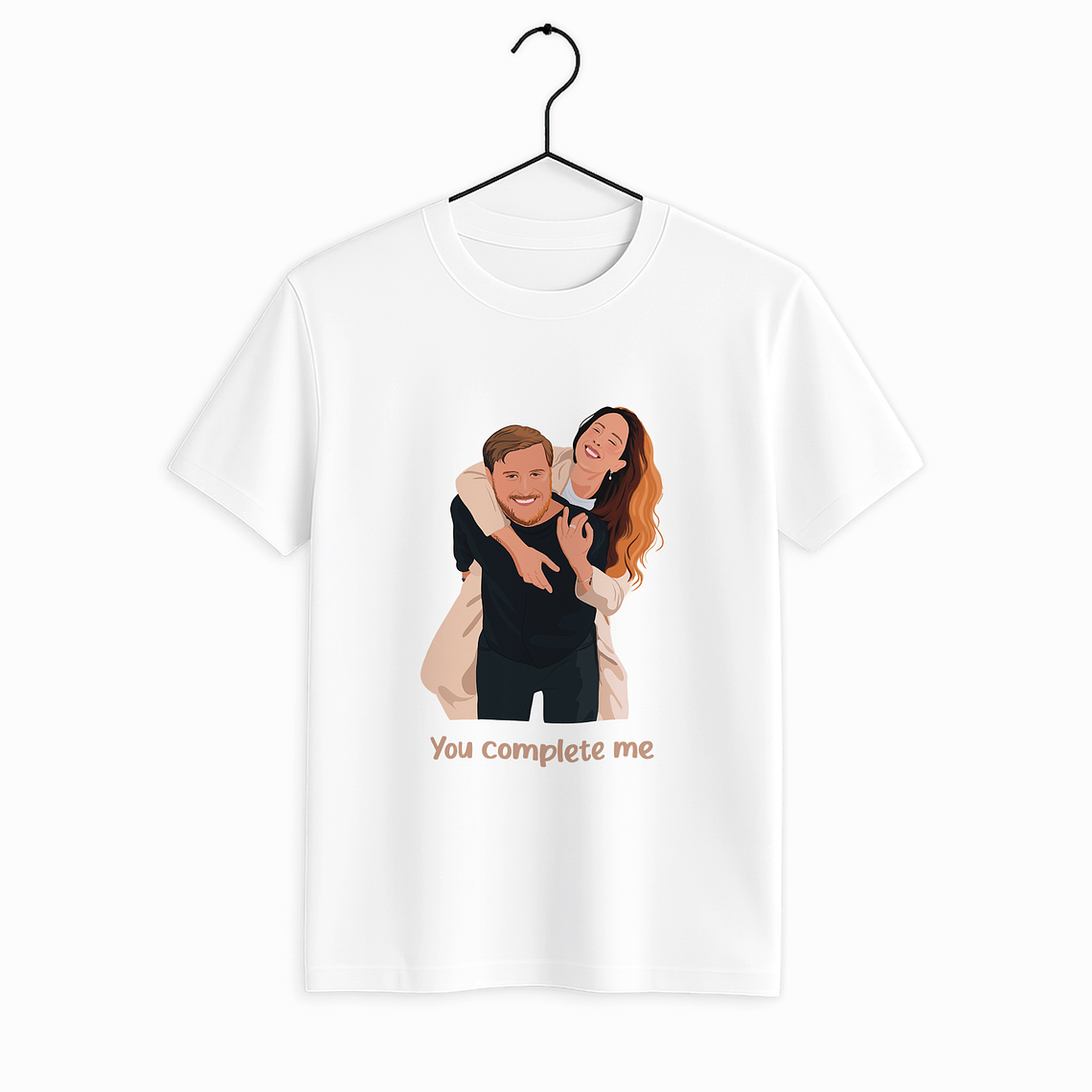 Personalized Photo to Portrait Couple Moment Unisex Crewneck T-shirt S-5XL Illustration Style Romantic Anniversary Gift 1