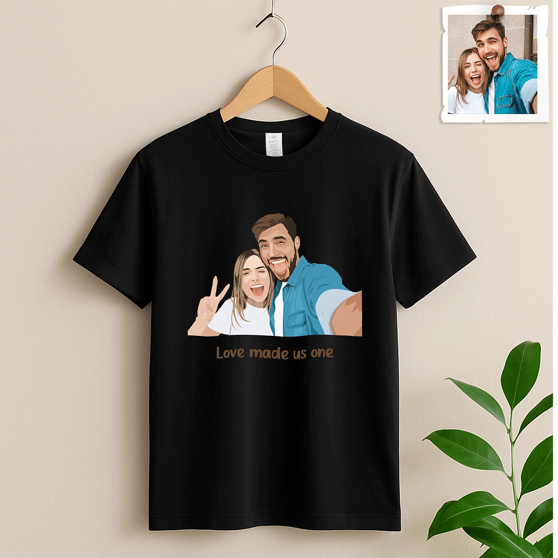 Personalized Photo to Portrait Couple Moment Unisex Crewneck T-shirt S-5XL Illustration Style Romantic Anniversary Gift 2