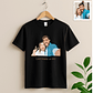 Personalized Photo to Portrait Couple Moment Unisex Crewneck T-shirt S-5XL Illustration Style Romantic Anniversary Gift - thumbnail 2