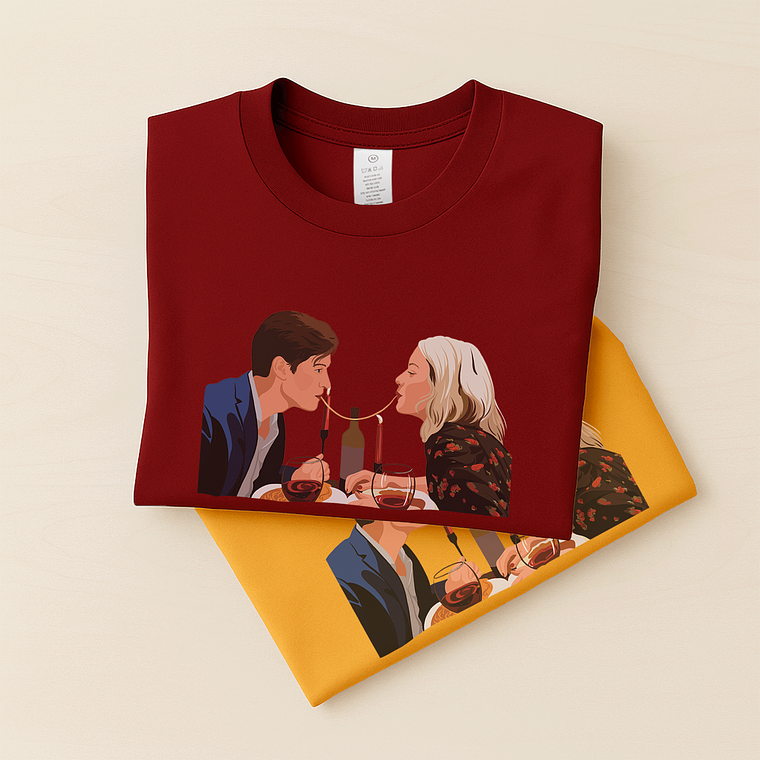 Personalized Photo to Portrait Couple Moment Unisex Crewneck T-shirt S-5XL Illustration Style Romantic Anniversary Gift 6