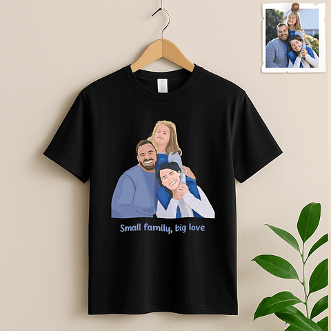 Personalized Family Portrait from Photo, Custom Illustrated Art, Unique Gift for Home, Anniversary Unisex Crewneck T-shirt S-5XL