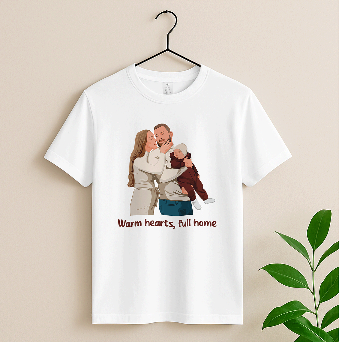Personalized Family Portrait from Photo, Custom Illustrated Art, Unique Gift for Home, Anniversary Unisex Crewneck T-shirt S-5XL 3