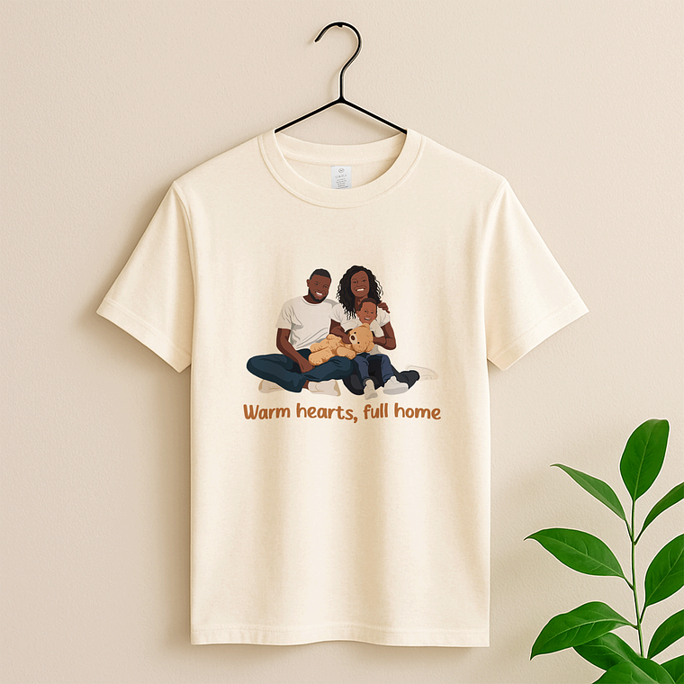 Personalized Family Portrait from Photo, Custom Illustrated Art, Unique Gift for Home, Anniversary Unisex Crewneck T-shirt S-5XL 4