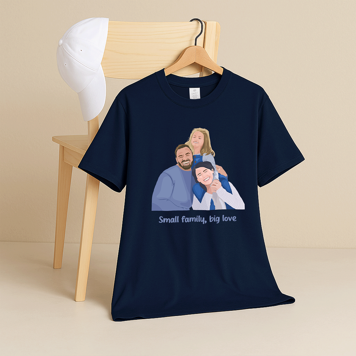 Personalized Family Portrait from Photo, Custom Illustrated Art, Unique Gift for Home, Anniversary Unisex Crewneck T-shirt S-5XL 5