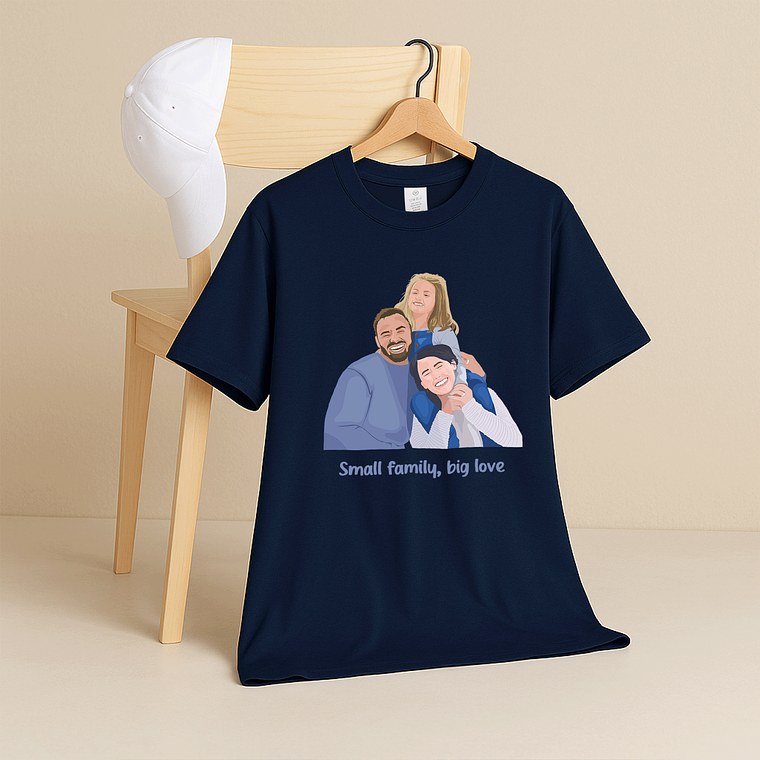 Personalized Family Portrait from Photo, Custom Illustrated Art, Unique Gift for Home, Anniversary Unisex Crewneck T-shirt S-5XL 5