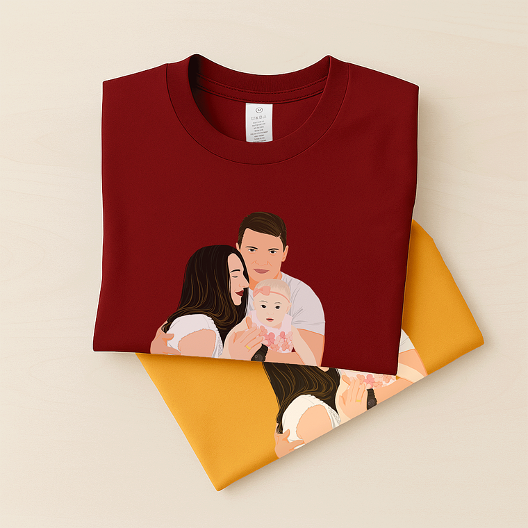 Personalized Family Portrait from Photo, Custom Illustrated Art, Unique Gift for Home, Anniversary Unisex Crewneck T-shirt S-5XL 6