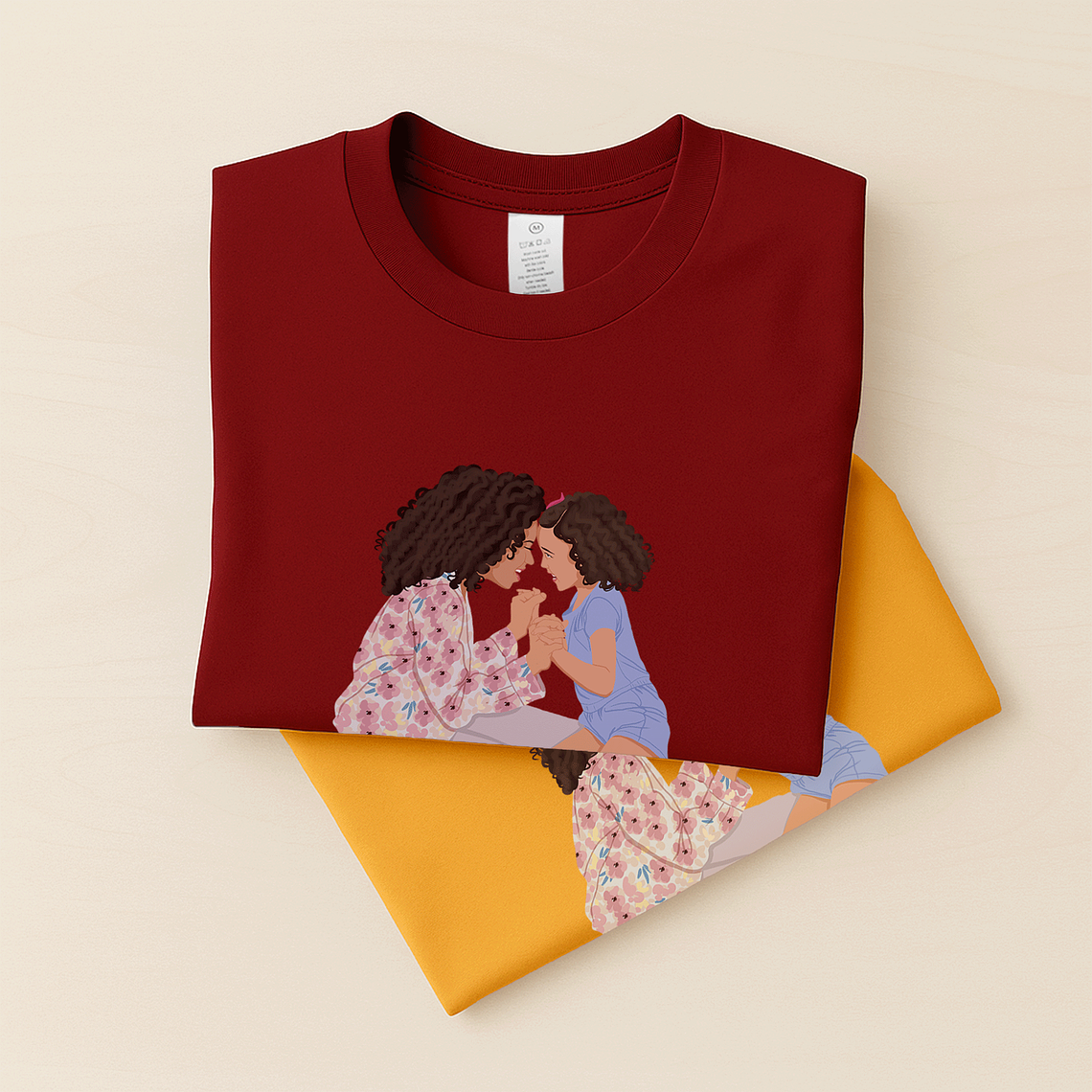 Personalized Illustration from Photo Family Portrait Unisex Crewneck T-shirt S-5XL Digital Art Style Mom and Kid Memorial Gift 6