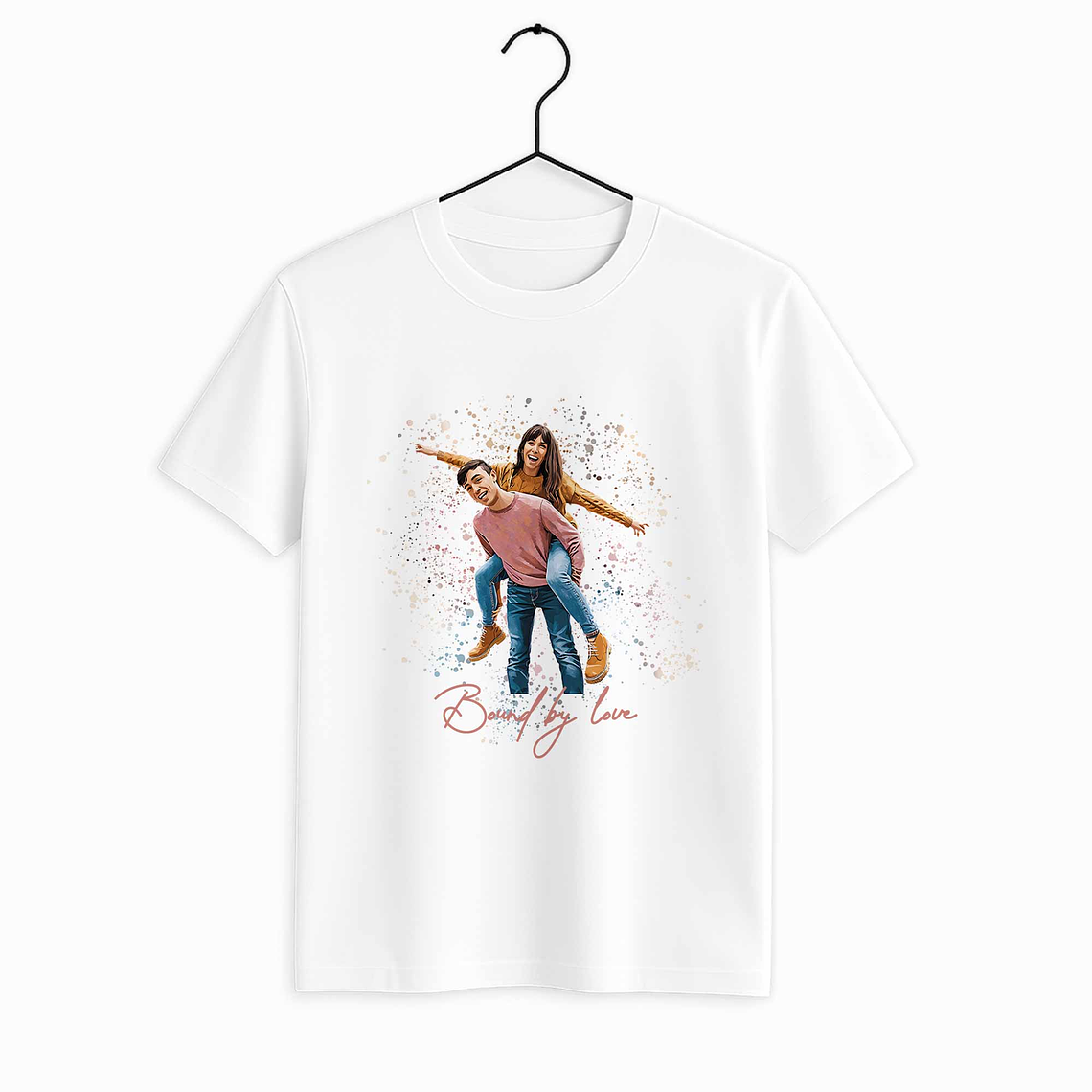 Custom Turn Photo into Art Couple Moment Unisex Crewneck T-shirt S-5XL Illustration Style Gift For Couple 1