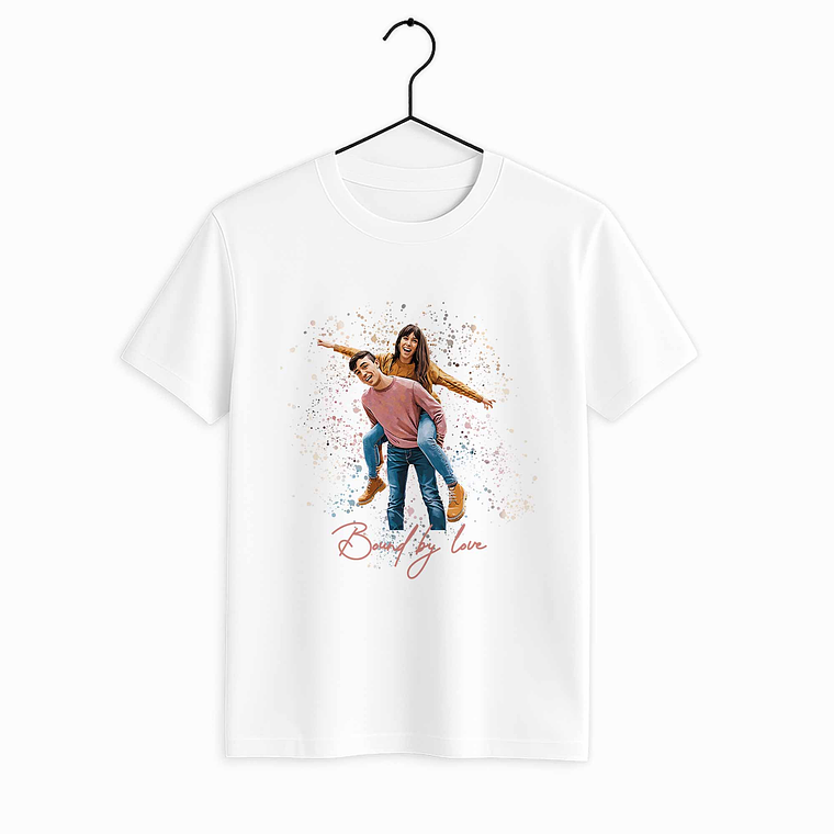 Custom Turn Photo into Art Couple Moment Unisex Crewneck T-shirt S-5XL Illustration Style Gift For Couple 1