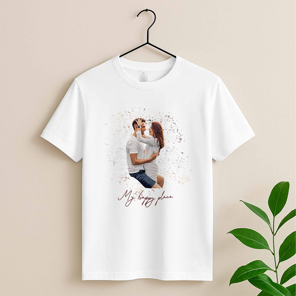 Custom Turn Photo into Art Couple Moment Unisex Crewneck T-shirt S-5XL Illustration Style Gift For Couple 3