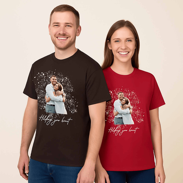 Custom Turn Photo into Art Couple Moment Unisex Crewneck T-shirt S-5XL Illustration Style Gift For Couple 7