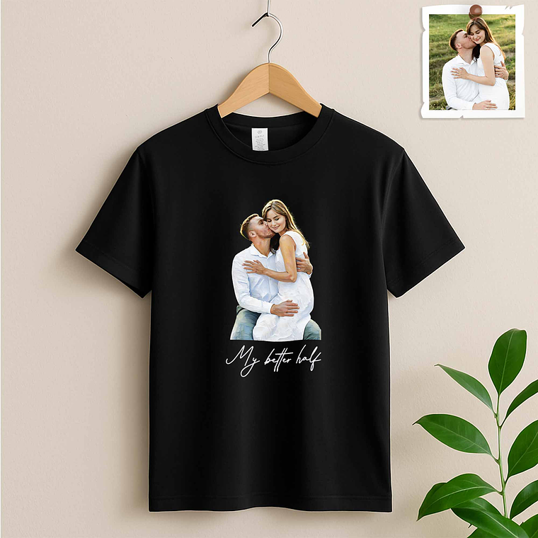Customized Turn Photo into Art First Date or Wedding Picture Unisex Crewneck T-shirt S-5XL Oil Painting Style Gift For Couple 2