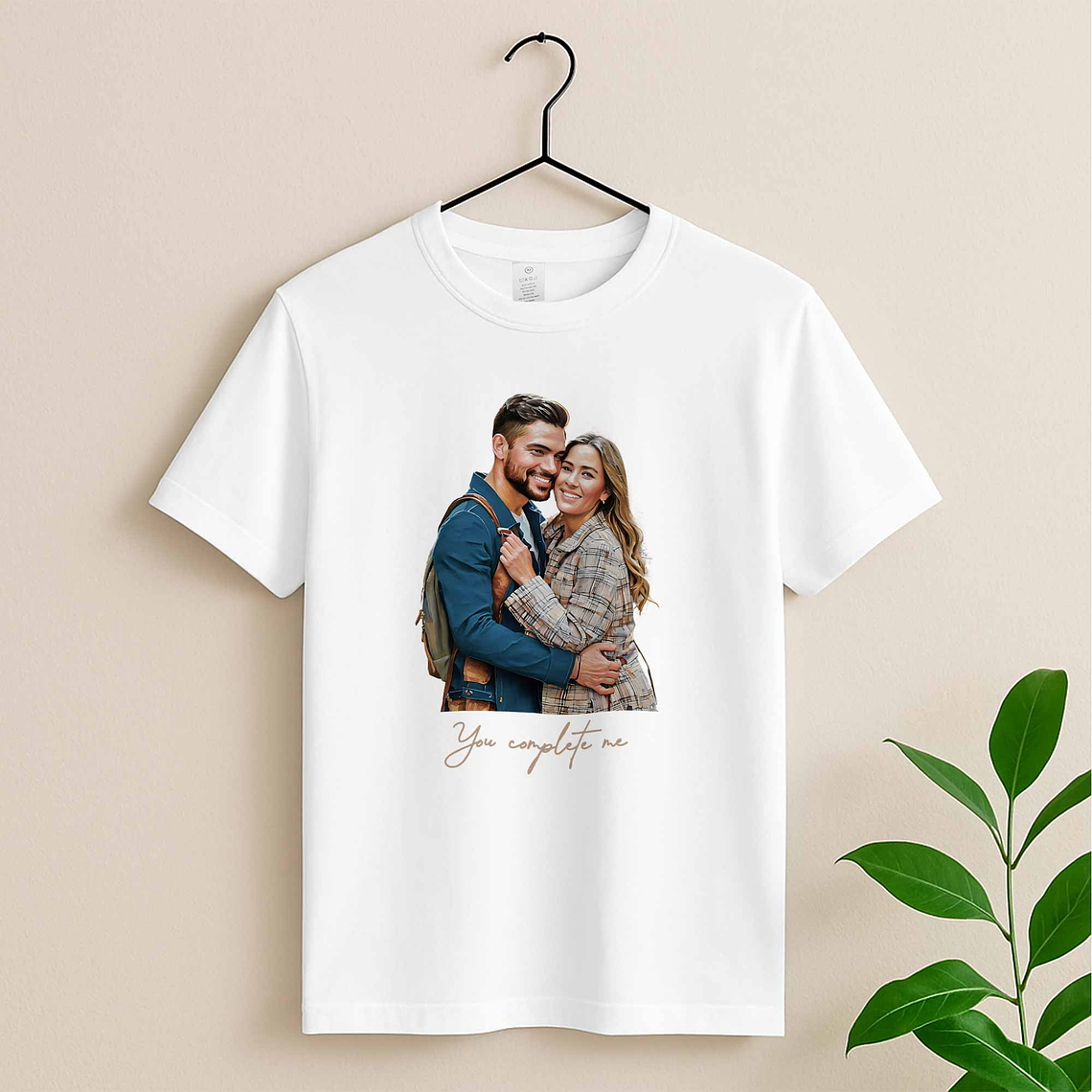Custom Turn Moment to Art Couple Portrait Unisex Crewneck T-shirt S-5XL Oil Painting Style Romantic Gift 3