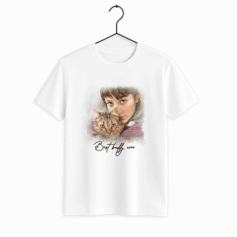 Custom Turn Photo into Art Pet Illustration Unique Unisex Crewneck T-shirt S-5XL Watercolor Style Pet Lover Gift