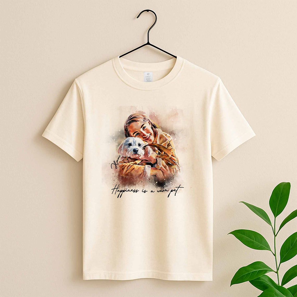 Custom Turn Photo into Art Pet Illustration Unique Unisex Crewneck T-shirt S-5XL Watercolor Style Pet Lover Gift 4