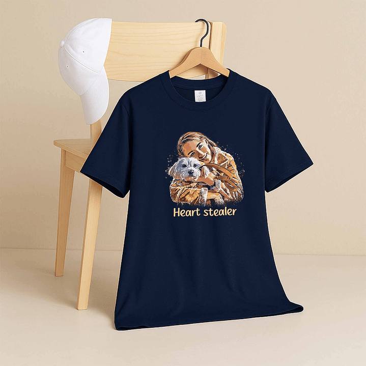 Custom Turn Photo into Art Pet Portrait Unisex Crewneck T-shirt S-5XL Illustration Style Gift for Dog & Cat Owners 5