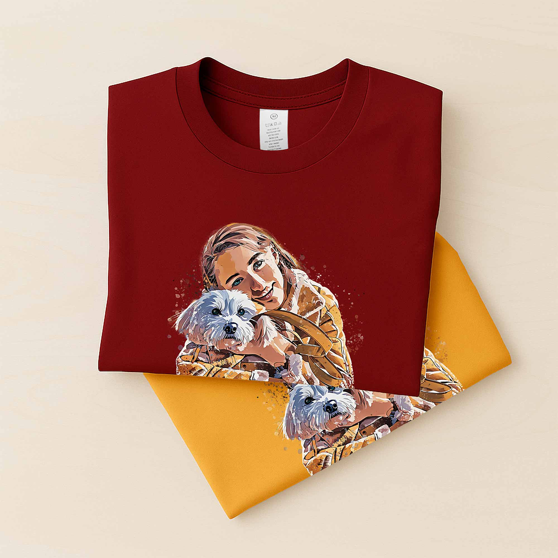 Custom Turn Photo into Art Pet Portrait Unisex Crewneck T-shirt S-5XL Illustration Style Gift for Dog & Cat Owners 6