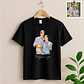 Personalized Photo to Portrait Love Picture Unisex Crewneck T-shirt S-5XL Watercolor Style Gift For Couple - thumbnail 2