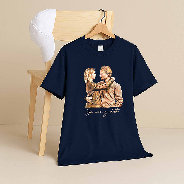 Personalized Photo to Portrait Love Picture Unisex Crewneck T-shirt S-5XL Watercolor Style Gift For Couple 5
