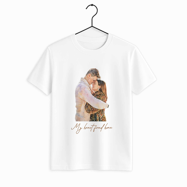 Custom Turn Photo into Art Couple Portrait Unisex Crewneck T-shirt S-5XL Watercolor Style Romantic Gift 1