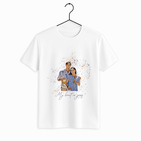 Custom Photo to Illustration Couple Moment Unisex Crewneck T-shirt S-5XL Digital Art Style Romantic Gift