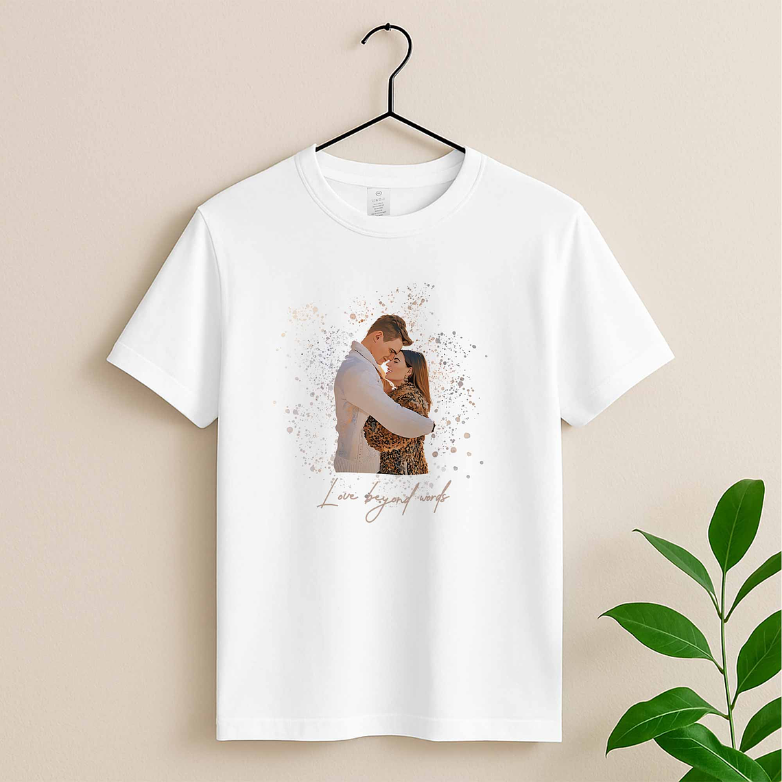 Custom Photo to Illustration Couple Moment Unisex Crewneck T-shirt S-5XL Digital Art Style Romantic Gift 3