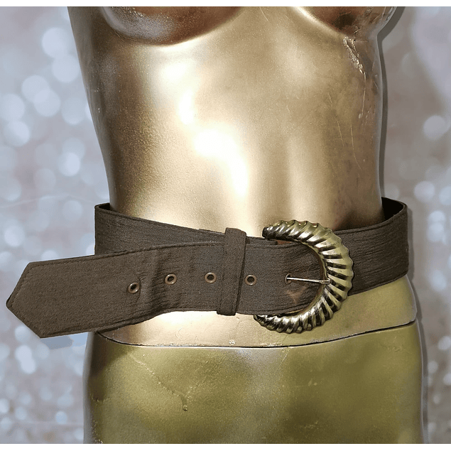Cinturón Ancho Textil Hebilla Diseño Dorado (XS-S)