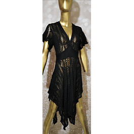 Vestido Tejido Crochet Asimétrico Stretch (S-M) 