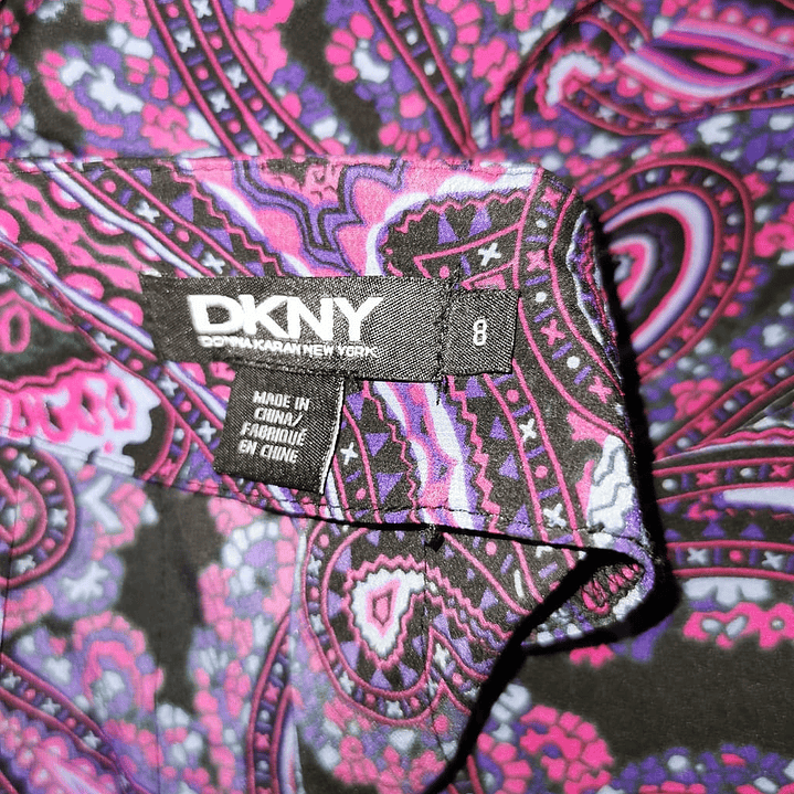 Falda Evasé Plisada Paisley Seda DKNY (M) NUEVO 3