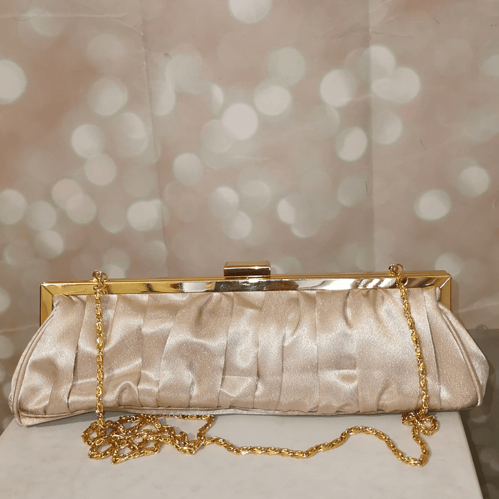 Clutch Evening Bag Satín Champagne JESSICA MCCLINTOCK 2