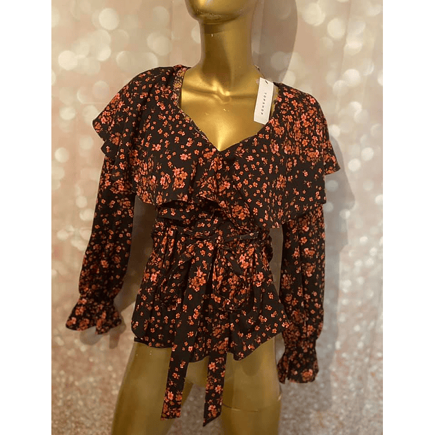 TOPSHOP/ blusa Modelo Floral Fallen Bloom/Nuevo con etiquetas/Talla 10/ S 