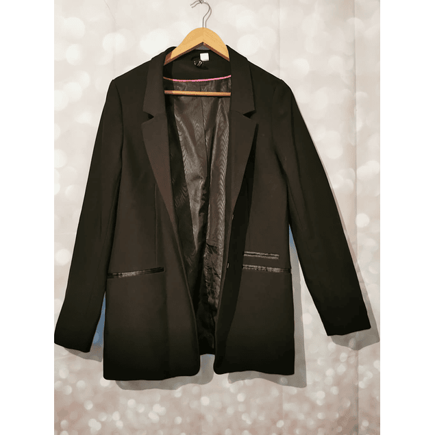 Blazer Largo Negro H&M UK 10 (M-L) NUEVO