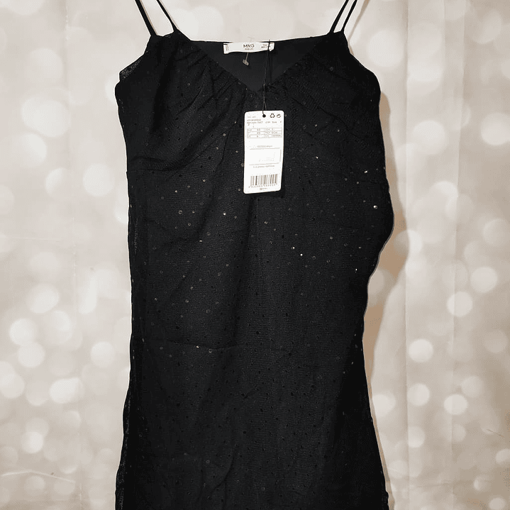 Little Black Dress Vestido Malla Sequins MANGO (XS) 4