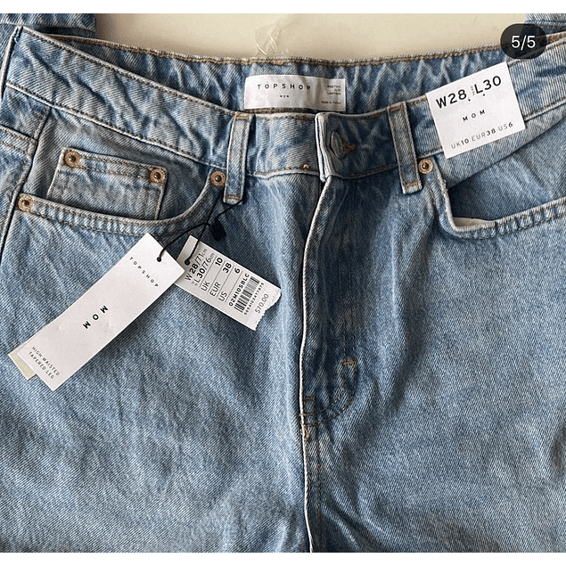 TOPSHOP- EXCLUSIVOS -  MOM JEANS/ W28  L30/ TALLA 38 ﻿JEANS NUEVOS CON ETIQUETA