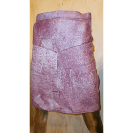 Falda 100% Cuero Rosa Diseño Cierres (S)